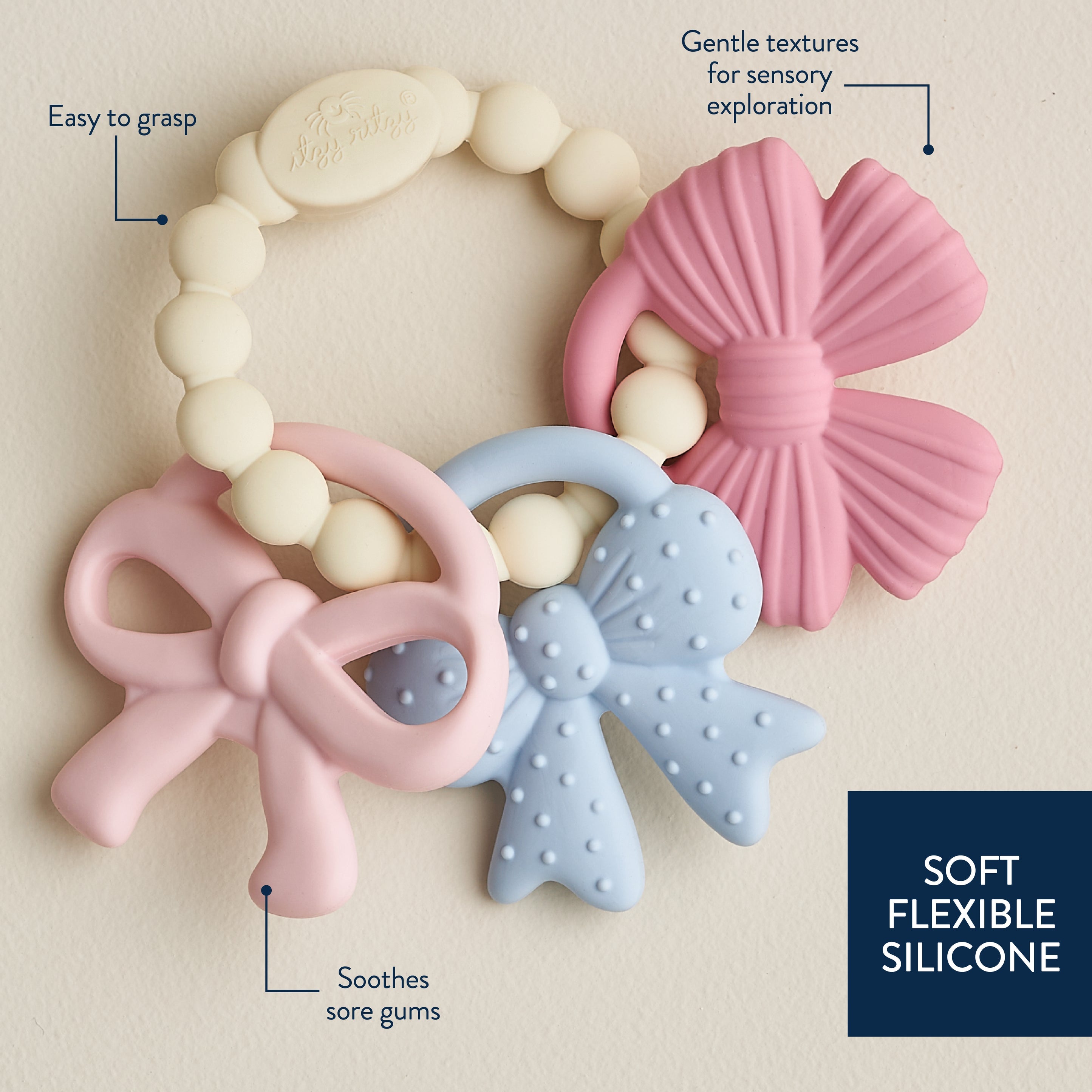 Bow silicone teether