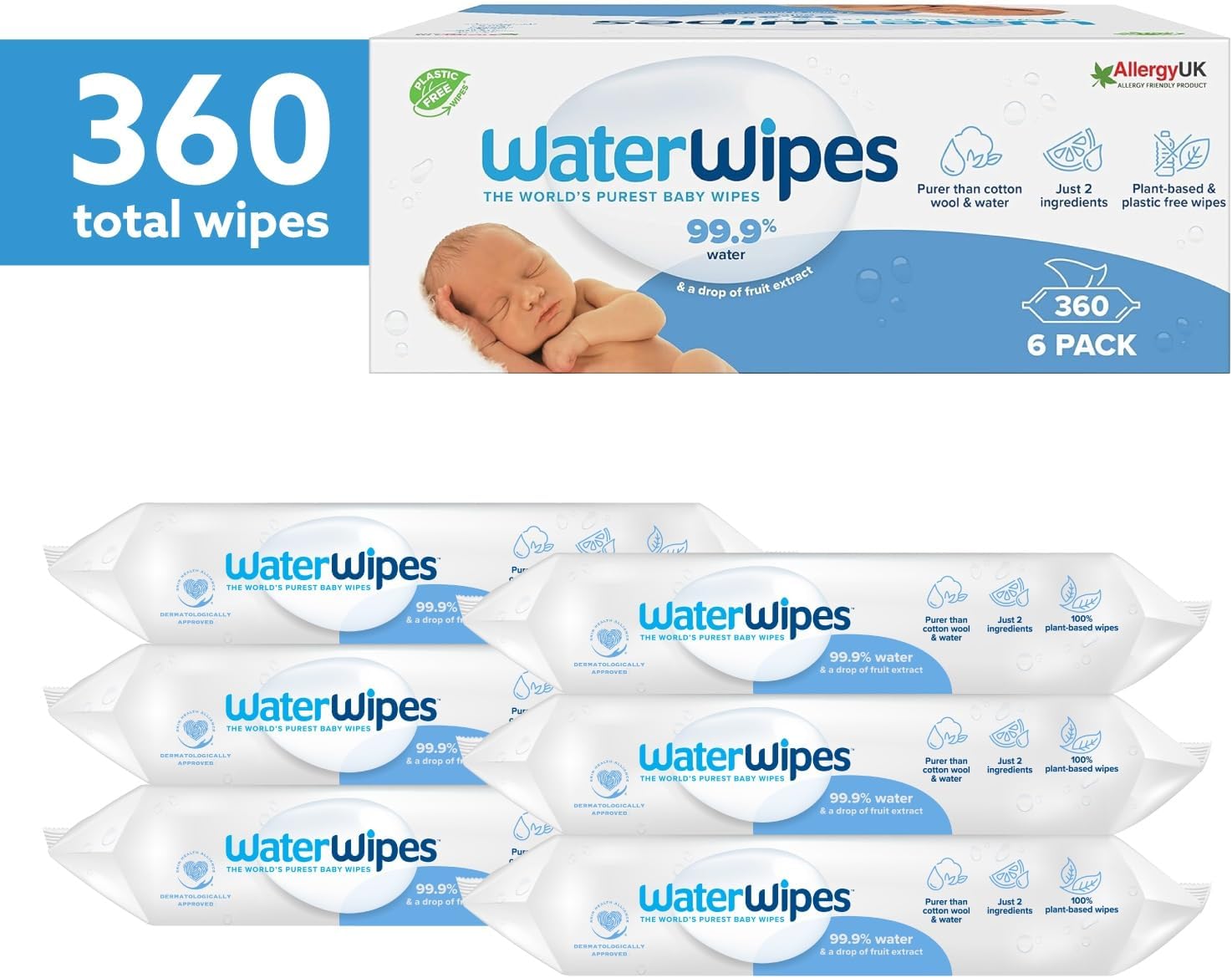 WATER WIPES PACK OF 6 ( 360 WIPES)